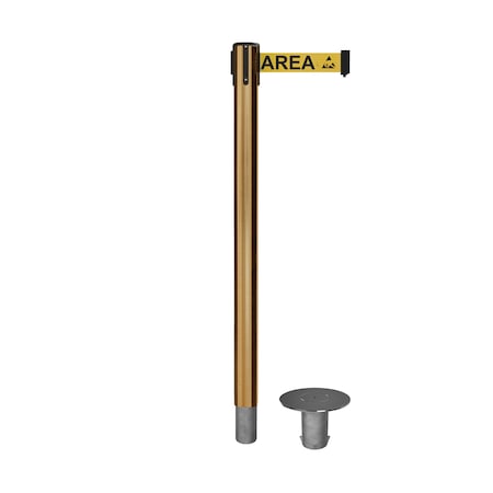 Stanchion Belt Barrier Removable Base Sat.Brass Post 7.5ftArea Belt